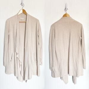 Barefoot Dreams Cozychic Lite Island Shawl Cardigan Large Beige Cozy Lounge